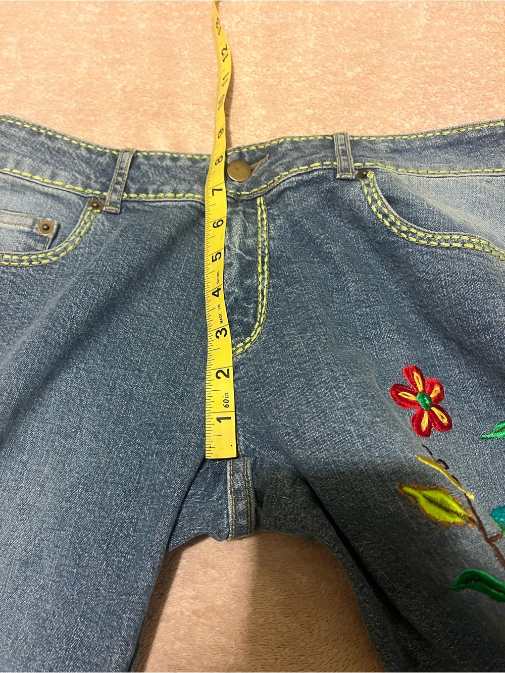 Boston Proper Embroidered Floral Bird Women's Jeans - Picture 6 of 8